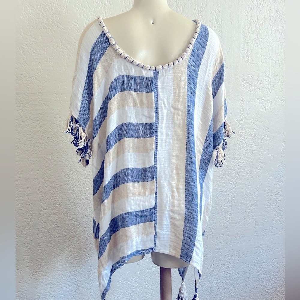 Gypsie Blu Pom Pom 100% rayon cover up top SZ SMALL NWT - Picture 3 of 14